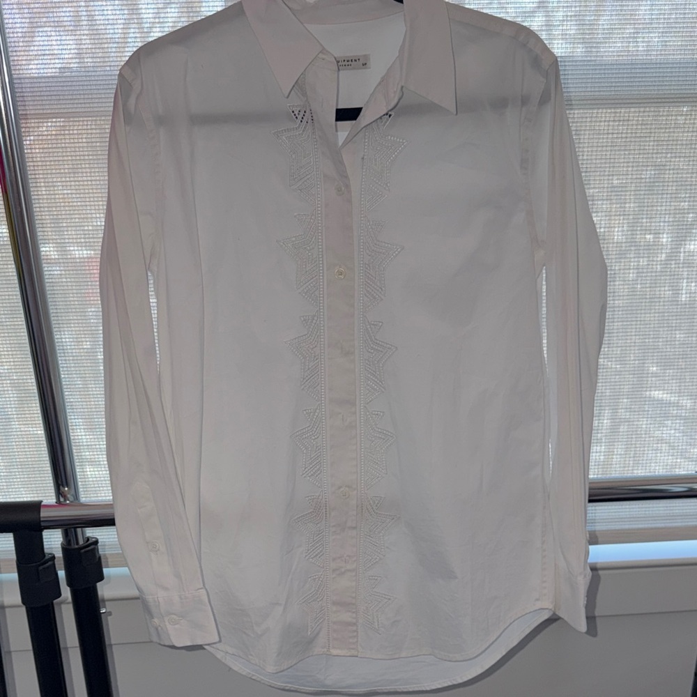 Equipment White Button Down Shirt with Embroidery